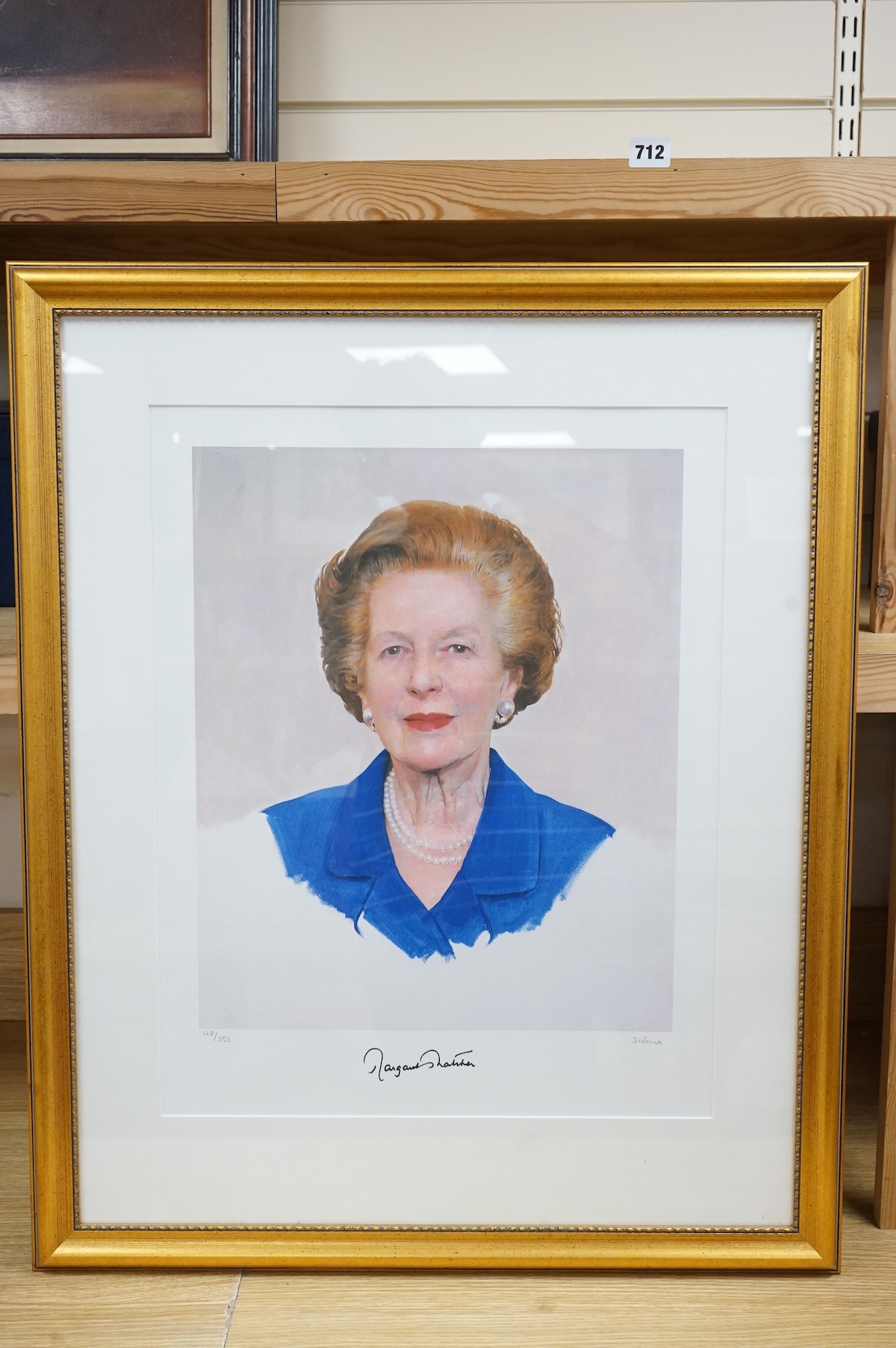 After Richard Stone, The Right Honourable Baroness Thatcher, colour lithograph, limited edition 128/350, signed in pencil by the artist, 53 x 41cm